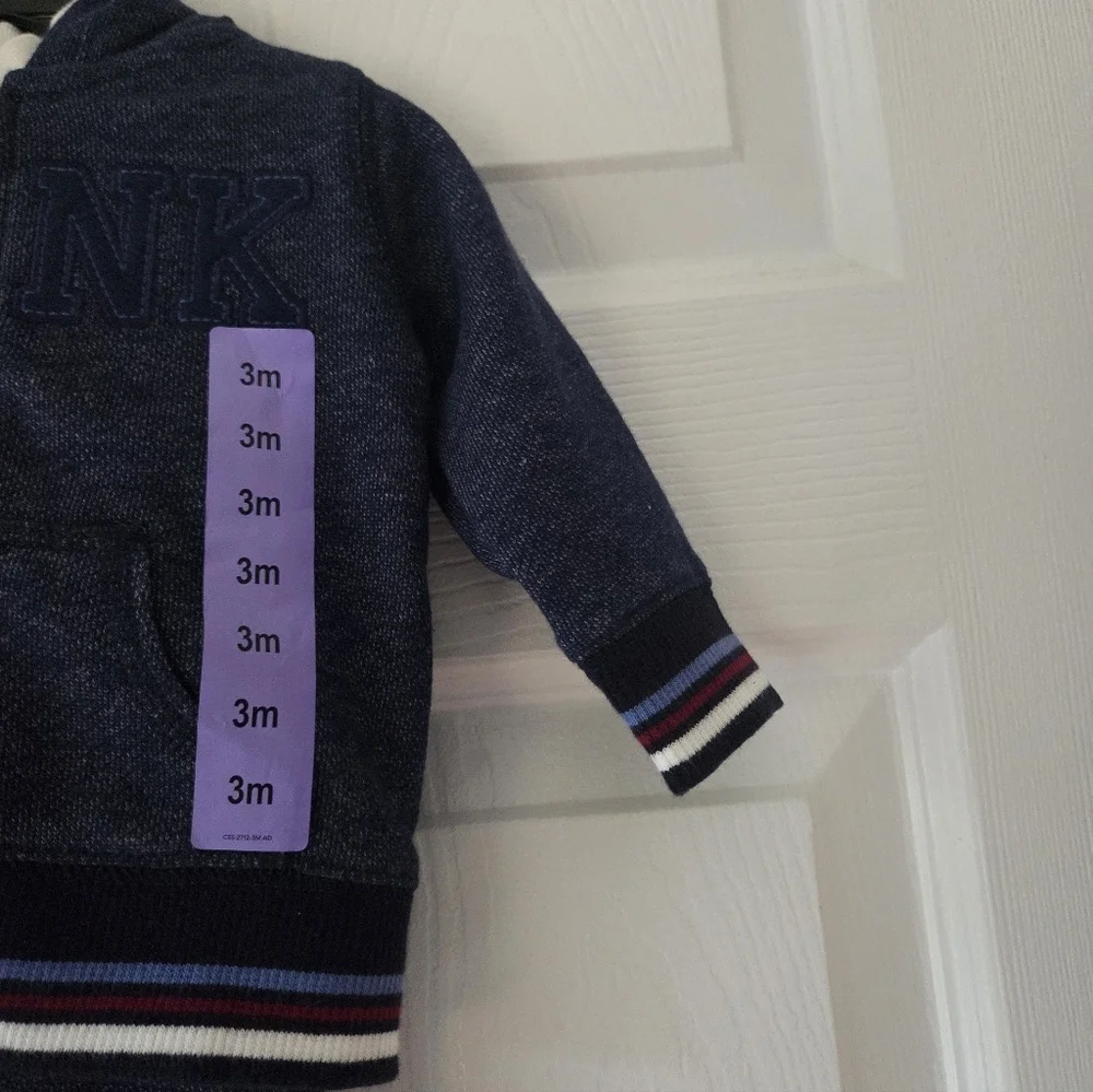 Carter's Baby 3 Month Set 3pc Hoodie, Pants, Bodysuit 'Hunk' Dog NWT Navy
